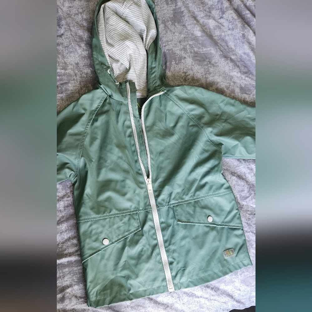 Zara Mint Green Zip Front Rain Jacket